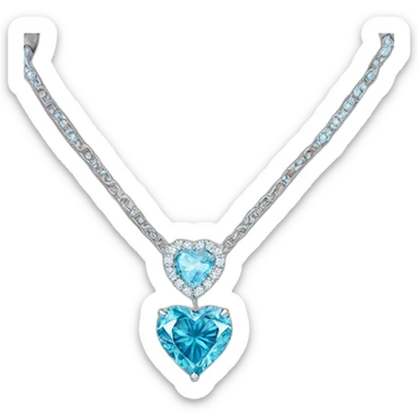 blue heart diamond necklace sticker