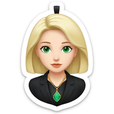 Mujer eje Gante traje negro y colgante esmeralda sticker