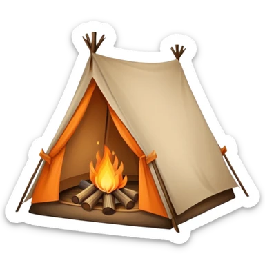 camping tent with campfire sticker
