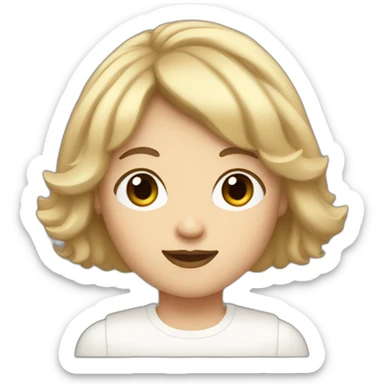 face of nonbinary white person with dark blonde bob and bangs sticker