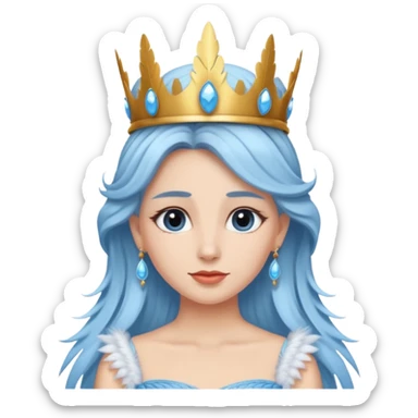 Sky Queen – feather crown + light-blue gown sticker