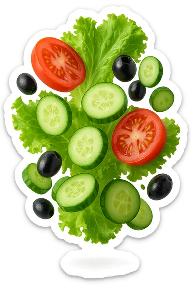 INSALATA FLUTTUA IN ARIA, iperrealistico 4k sticker