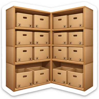 storage with boxes on shelves sticker