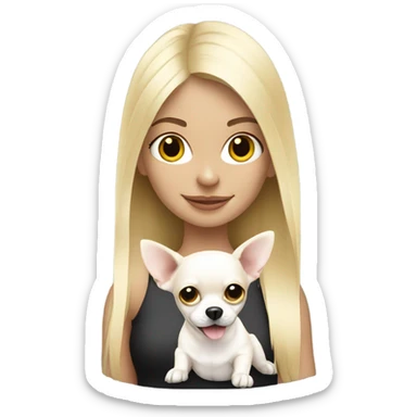 Blonde girl and white chihuahua sticker