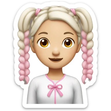 asian Little Girl with white-pink pigtails sticker