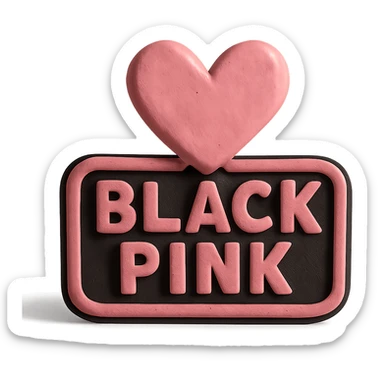 Blackpink inspired icon, pink and black, playful and textured sticker