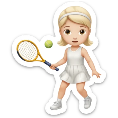 Baby girl playing tennis sticker