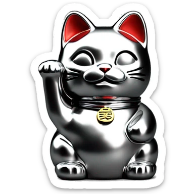 Full chrome plated solid color uncluttered maneki neko 3d sticker