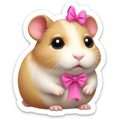 sad hamster with pink bow sticker