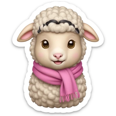 baby sheep with pink scarf sticker