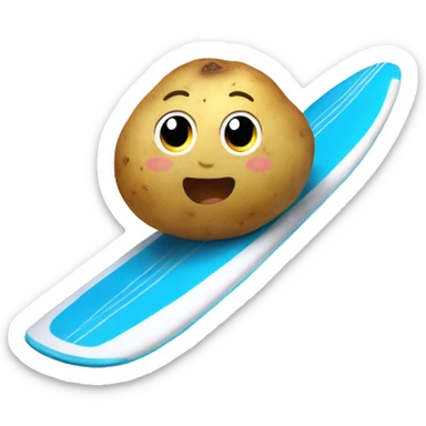Potato surfing on surfboard sticker