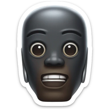 Person who is a droid with lasers on their head with dark skin and a big nose sticker