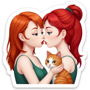 british cat kisses a red hair girl sticker