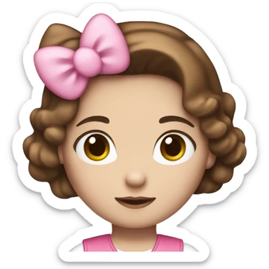 A girl with brown hair and blue eyes in a hello kitty costume sticker