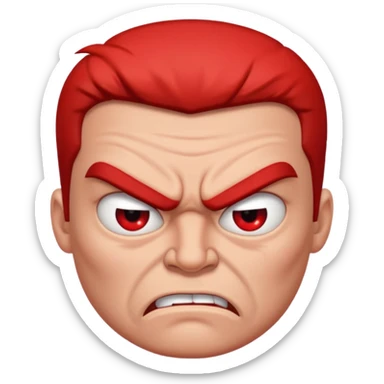 angry red face with furrowed brows and frowning mouth sticker