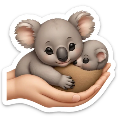 Tiny baby koala sleeping in someone’s hands sticker