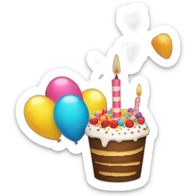 party popper with party face and birthday cake sticker
