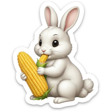 rabbit eating corn sticker