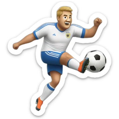 fat soccer player kicking sticker