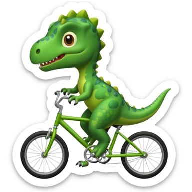 Cute dinosaur riding a bike  sticker