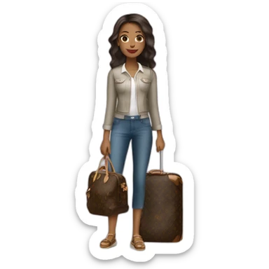 Travel girl with louis vuitton bag sticker