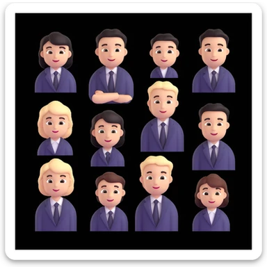 depict 8 designers and one manager sticker