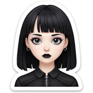 goth girl with black hair and bangs sticker