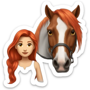 woman with red long hair with a horse next to her sticker