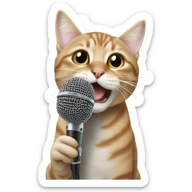 cat using microphone  sticker