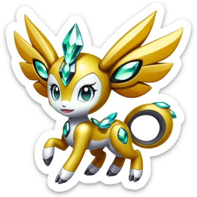 Shiny Colorful Sparkly Glittery Alloy Soft Smooth Romantic Tough Cool Big Meloetta-Wargreymon-Pokémon-Digimon-Fakémon-fusion-hybrid-creature sticker