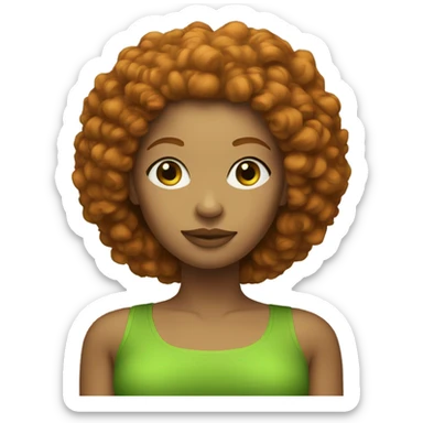 ginger afro fair skinned woman with green tube top sticker