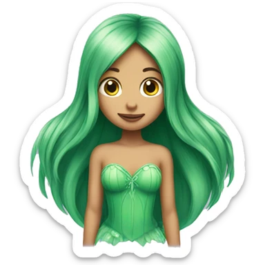 Long hair green fairy sticker