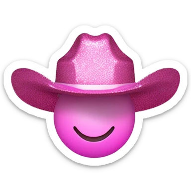 Pastel pink disco ball with pink glittery cowboy hat on sticker