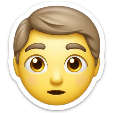 Emoji jaune visage tête vers le bas yeux et sourcil vers le bas mignon bouche triste vers le bas mais pulpeuse et mignonne  sticker