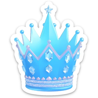 a fantasy-style tall ice crown, sparkling icy textures sticker