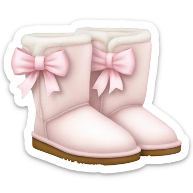 White Ugg slippers light pink bows  sticker