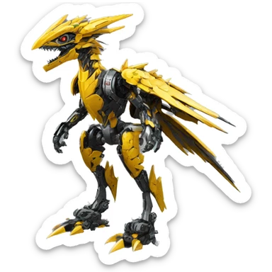 futuristic spiky raptor-dragon-Bionicle-mecha full body sticker