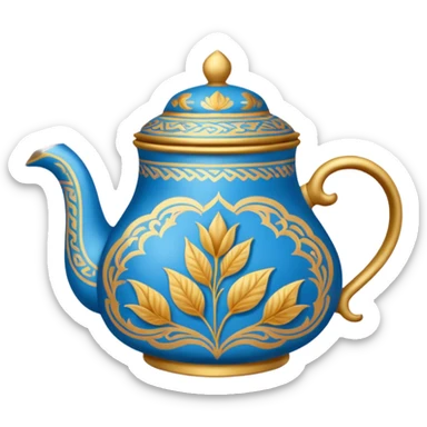 kazakh tea in a kese with blue and gold Kazakh pattern sticker