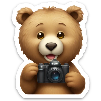 Cute Bear taking photo  sticker