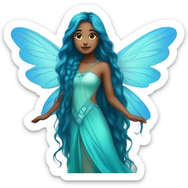 Beautiful, fairy, blue, turqoise, long hair, big wings sticker