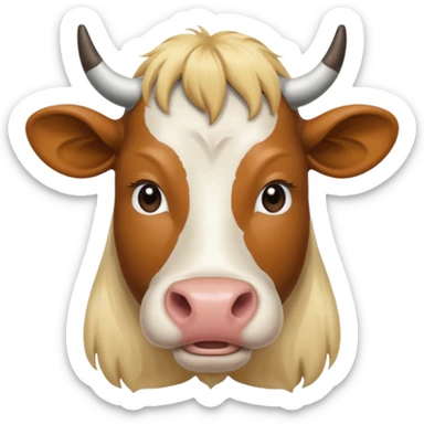 cow with long blonde hair sticker