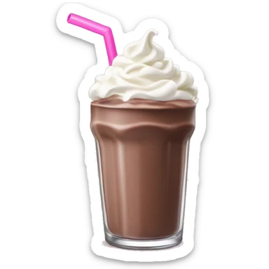 Chocolate milkshake with whipped cream and pink straw  sticker