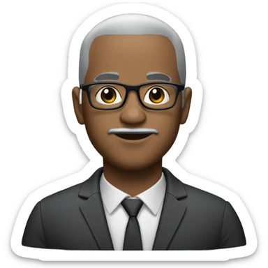 deon sanders with small round face and suit and glasses and buzz cut and small black eyes and small gray beard and small black eyes and wrinkled forehead sticker