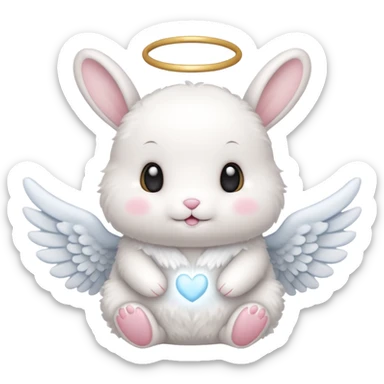 cute bunny and marshmallow both with angel wings side by side sticker
