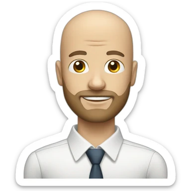 white bald man with beard in shirt and tie sticker