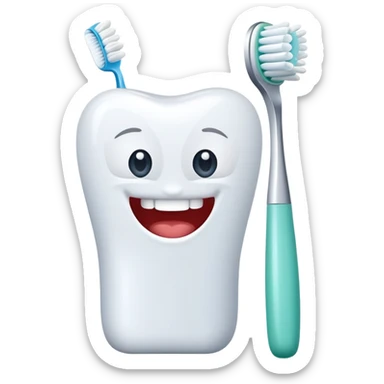 toothbrush with toothpaste and sparkling clean teeth, simple and cute sticker
