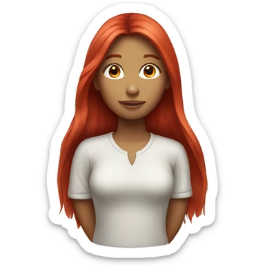 Red long hair girl sticker