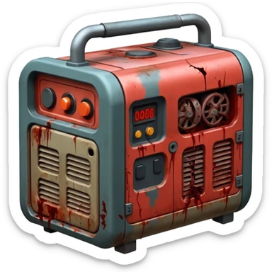 A generator for making electricity, covered in zombie guts. In a dark menacing style sticker