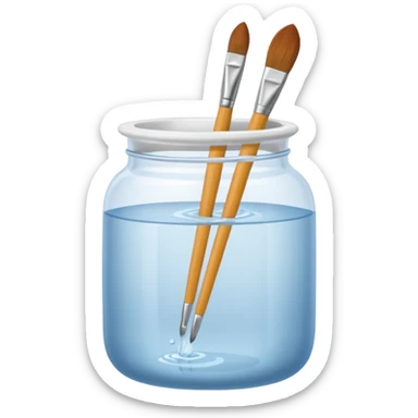 Water jar for brushes sticker