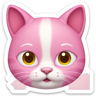 Pink cat face cute sticker